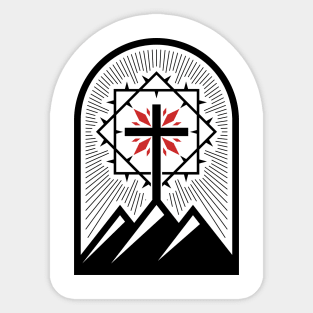 Cross of Jesus Christ on Mount Golgotha. Sticker